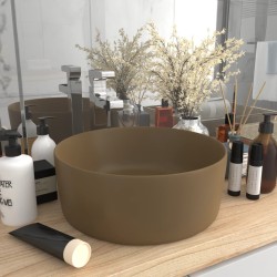 vidaXL Lavabo de lujo redondo cerámica crema mate 40x15 cm 