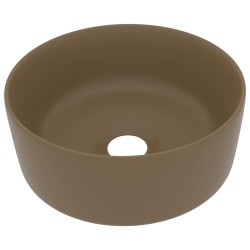 vidaXL Lavabo de lujo redondo cerámica crema mate 40x15 cm 