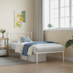 vidaXL Estructura de cama de metal con cabecero blanco 90x200 cm