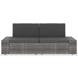 vidaXL Sofá seccional de 2 plazas de ratán sintético gris