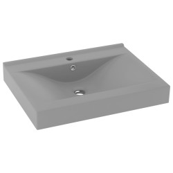vidaXL Lavabo de lujo con grifo cerámica 60x46 cm gris claro