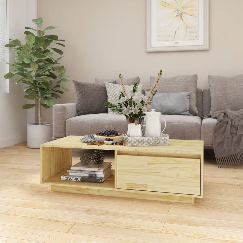 vidaXL Mesa de centro de madera maciza de pino 110x50x33,5 cm vidaXL Mesa de centro de madera maciza de pino 110x50x33,5 cm