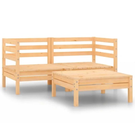 vidaXL Juego de muebles de jardín 3 piezas madera maciza de pino