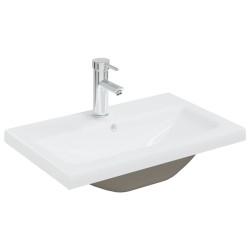 vidaXL Lavabo empotrado con grifo cerámica blanco 61x39x18 cm