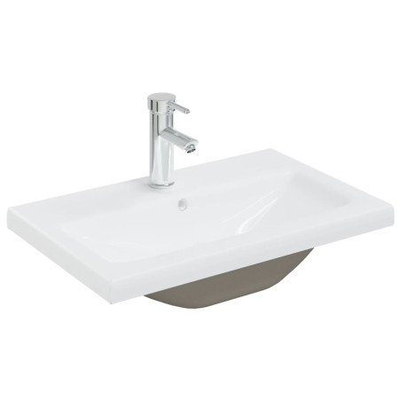 vidaXL Lavabo empotrado con grifo cerámica blanco 61x39x18 cm