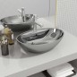 vidaXL Lavabo con rebosadero 58,5x39x21 cm cerámica plateado vidaXL Lavabo con rebosadero 58,5x39x21 cm cerámica plateado