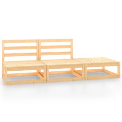 vidaXL Juego de muebles de jardín 3 piezas madera maciza de pino