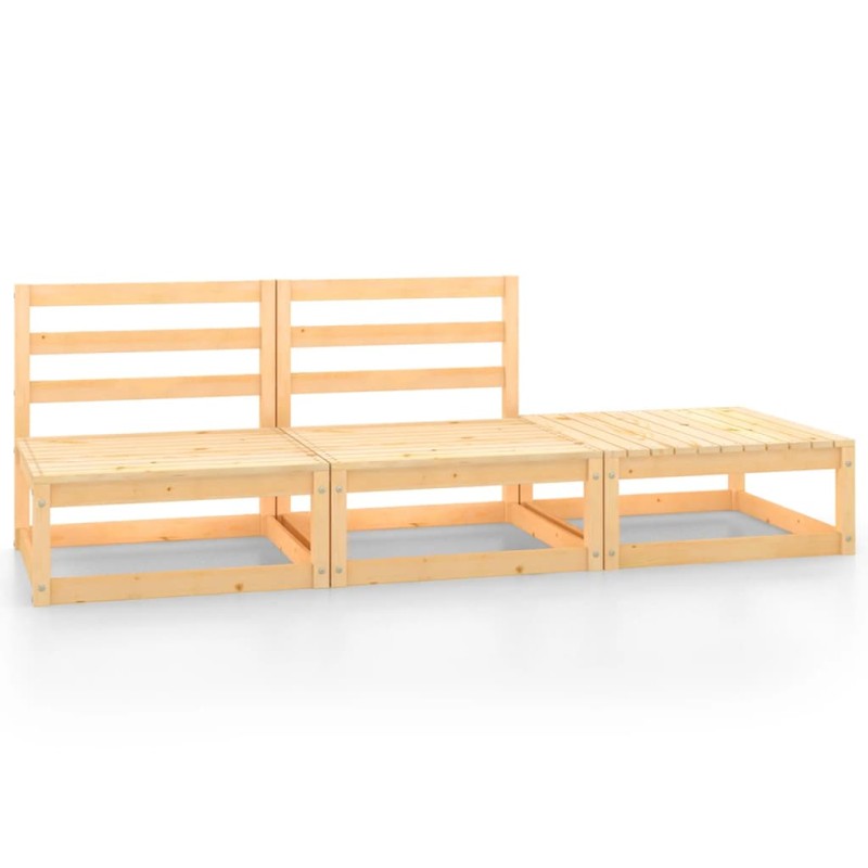 vidaXL Juego de muebles de jardín 3 piezas madera maciza de pino vidaXL Juego de muebles de jardín 3 piezas madera maciza de pino