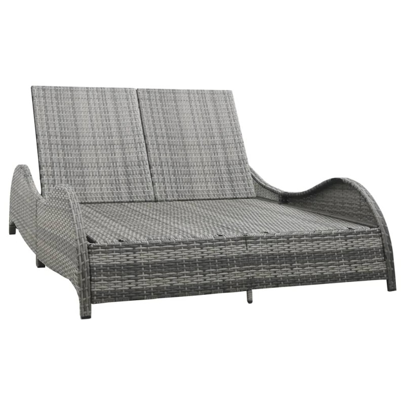 vidaXL Tumbona doble con cojín ratán sintético gris antracita vidaXL Tumbona doble con cojín ratán sintético gris antracita