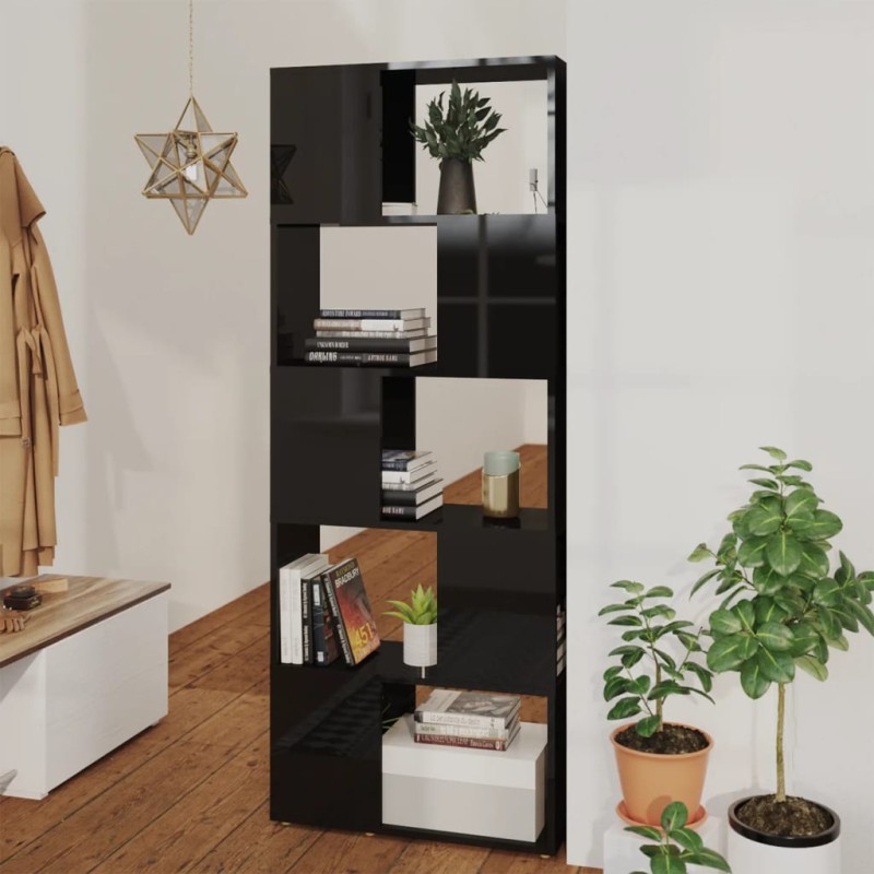 vidaXL Estantería/divisor de espacios negro brillo 60x24x155 cm vidaXL Estantería/divisor de espacios negro brillo 60x24x155 cm