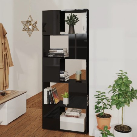 vidaXL Estantería/divisor de espacios negro brillo 60x24x155 cm
