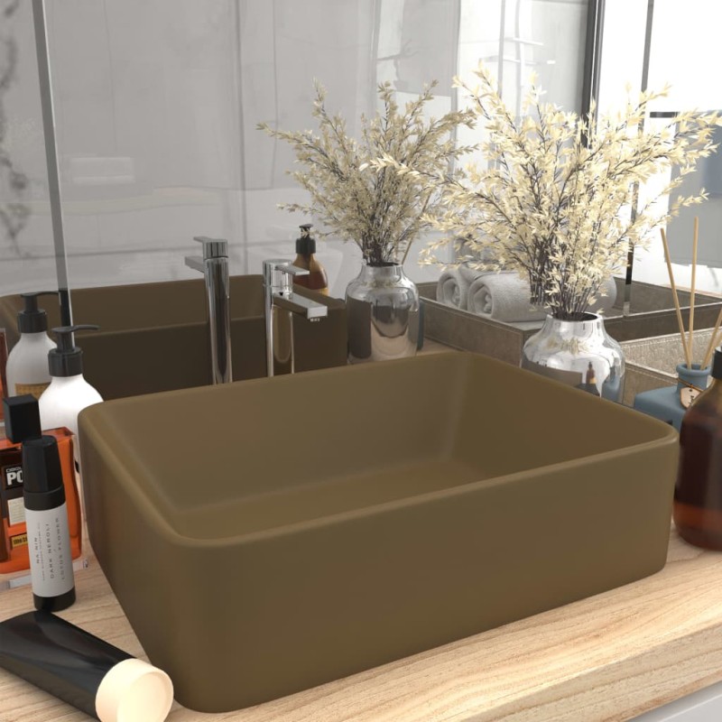 vidaXL Lavabo de lujo de cerámica crema mate 41x30x12 cm