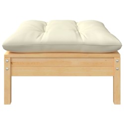 vidaXL Taburete de jardín con cojín crema madera maciza de pino