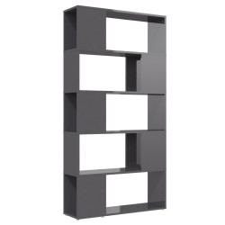 vidaXL Librería separador madera contrachapada gris brillo 80x24x155cm