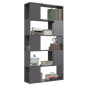 vidaXL Librería separador madera contrachapada gris brillo 80x24x155cm vidaXL Librería separador madera contrachapada gris brillo 80x24x155cm
