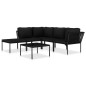 vidaXL Juego de muebles de jardín 6 piezas con cojines PVC negro vidaXL Juego de muebles de jardín 6 piezas con cojines PVC negro