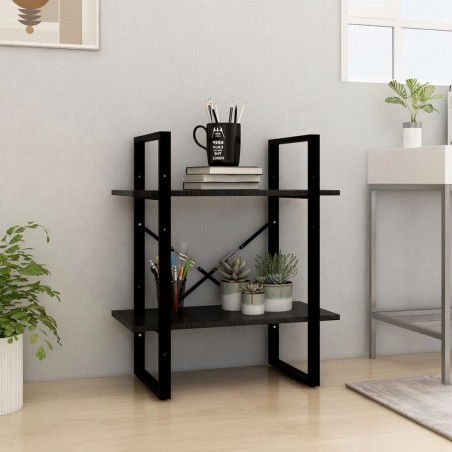 vidaXL Estantería 2 niveles madera maciza de pino negra 60x30x70 cm