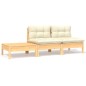 vidaXL Muebles de jardín 3 piezas madera maciza pino con cojines crema vidaXL Muebles de jardín 3 piezas madera maciza pino con cojines crema