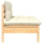 vidaXL Muebles de jardín 3 piezas madera maciza pino con cojines crema vidaXL Muebles de jardín 3 piezas madera maciza pino con cojines crema