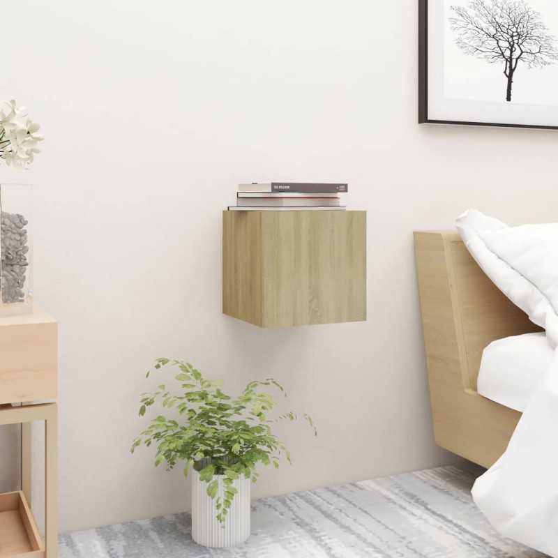 vidaXL Mesita de noche madera de ingeniería roble Sonoma 30,5x30x30 cm vidaXL Mesita de noche madera de ingeniería roble Sonoma 30,5x30x30 cm