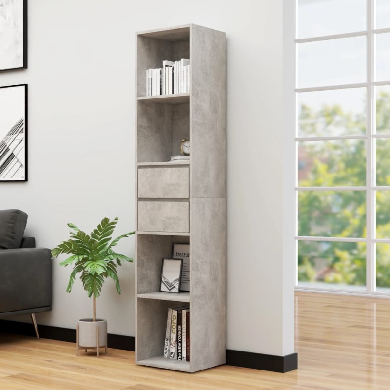 vidaXL Estantería madera contrachapada gris hormigón 36x30x171 cm