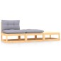 vidaXL Juego de muebles de jardín 3 pzas y cojines madera pino maciza vidaXL Juego de muebles de jardín 3 pzas y cojines madera pino maciza