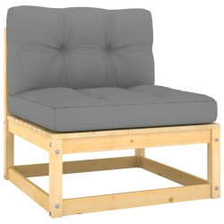 vidaXL Juego de muebles de jardín 3 pzas y cojines madera pino maciza