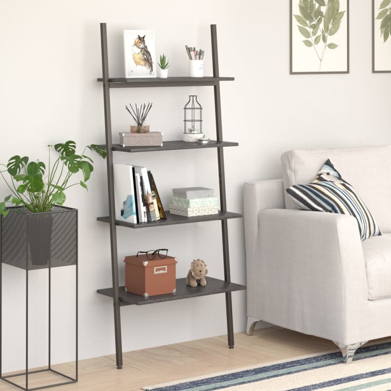vidaXL Estantería inclinada de 4 baldas negro 64x34x150,5 cm vidaXL Estantería inclinada de 4 baldas negro 64x34x150,5 cm