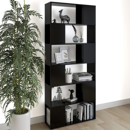 vidaXL Librería separador madera contrachapada negro 80x24x186 cm