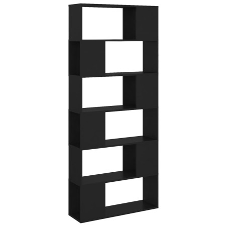 vidaXL Librería separador madera contrachapada negro 80x24x186 cm