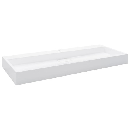 vidaXL Lavabo 120x46x11 cm resina mineral/mármol blanco