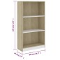 vidaXL Estantería 3 niveles contrachapada blanca y Sonoma 60x24x109cm vidaXL Estantería 3 niveles contrachapada blanca y Sonoma 60x24x109cm