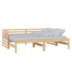 vidaXL Sofá cama extraíble madera maciza de pino 2x(90x200) cm