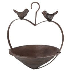HI Comedero para pájaros con forma de corazón marrón 22 cm
