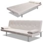 vidaXL Sofá cama con dos cojines cuero artificial ajustable crema vidaXL Sofá cama con dos cojines cuero artificial ajustable crema