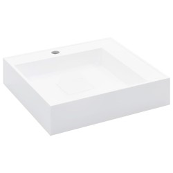 vidaXL Lavabo 50x50x12,3 cm resina mineral/mármol blanco