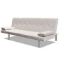 vidaXL Sofá cama con dos cojines cuero artificial ajustable crema vidaXL Sofá cama con dos cojines cuero artificial ajustable crema