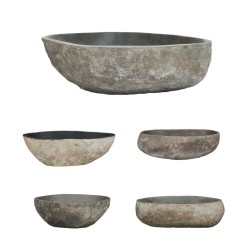 vidaXL Lavabo de piedra de río ovalada 45-53 cm  