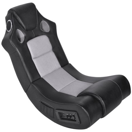 vidaXL Mecedora con música de cuero sintético negro y gris