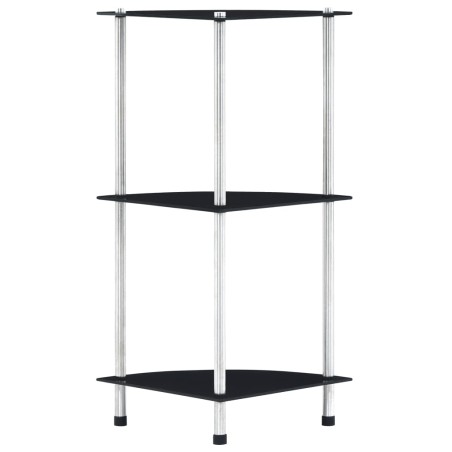 vidaXL Estantería 3 niveles cristal templado negro 30x30x67 cm
