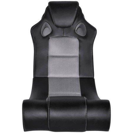 vidaXL Mecedora con música de cuero sintético negro y gris