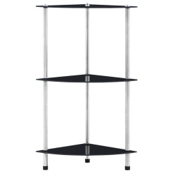 vidaXL Estantería 3 niveles cristal templado negro 30x30x67 cm