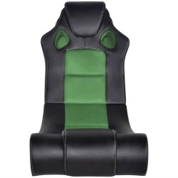 vidaXL Mecedora con música de cuero sintético negro y verde