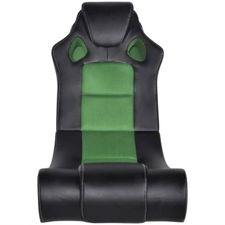 vidaXL Mecedora con música de cuero sintético negro y verde