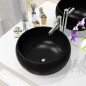 vidaXL Lavabo redondo de cerámica negro 40x15 cm vidaXL Lavabo redondo de cerámica negro 40x15 cm