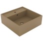 vidaXL Lavabo lujoso cuadrado rebosadero cerámica crema mate 41x41 cm vidaXL Lavabo lujoso cuadrado rebosadero cerámica crema mate 41x41 cm
