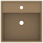 vidaXL Lavabo lujoso cuadrado rebosadero cerámica crema mate 41x41 cm vidaXL Lavabo lujoso cuadrado rebosadero cerámica crema mate 41x41 cm