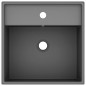 vidaXL Lavabo lujoso cuadrado rebosadero cerámica gris oscuro 41x41 cm vidaXL Lavabo lujoso cuadrado rebosadero cerámica gris oscuro 41x41 cm