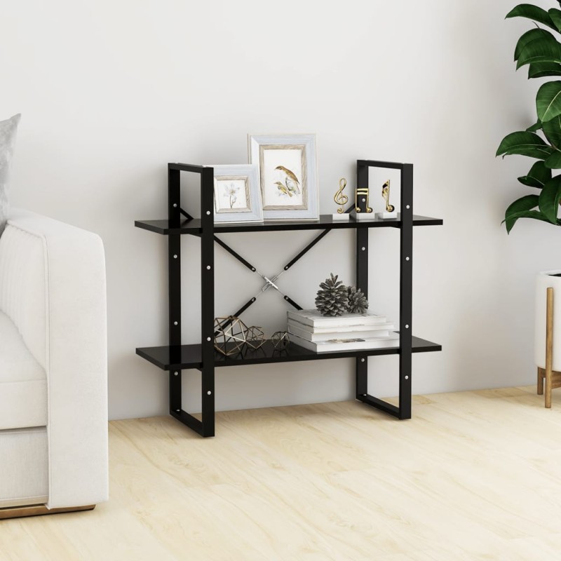 vidaXL Estantería de 2 niveles madera contrachapada negro 80x30x70 cm vidaXL Estantería de 2 niveles madera contrachapada negro 80x30x70 cm