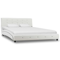 vidaXL Estructura de cama de cuero sintético blanco 140x200 cm